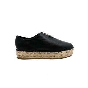 J/Slides | Black Leather Platform Espadrille Shoes Size 7.5